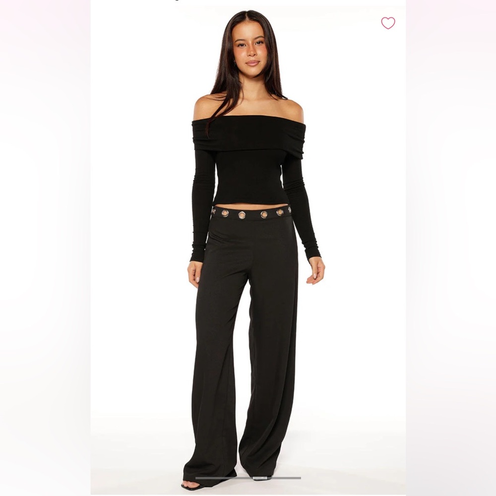 beginning boutique black off shoulder long sleeve top